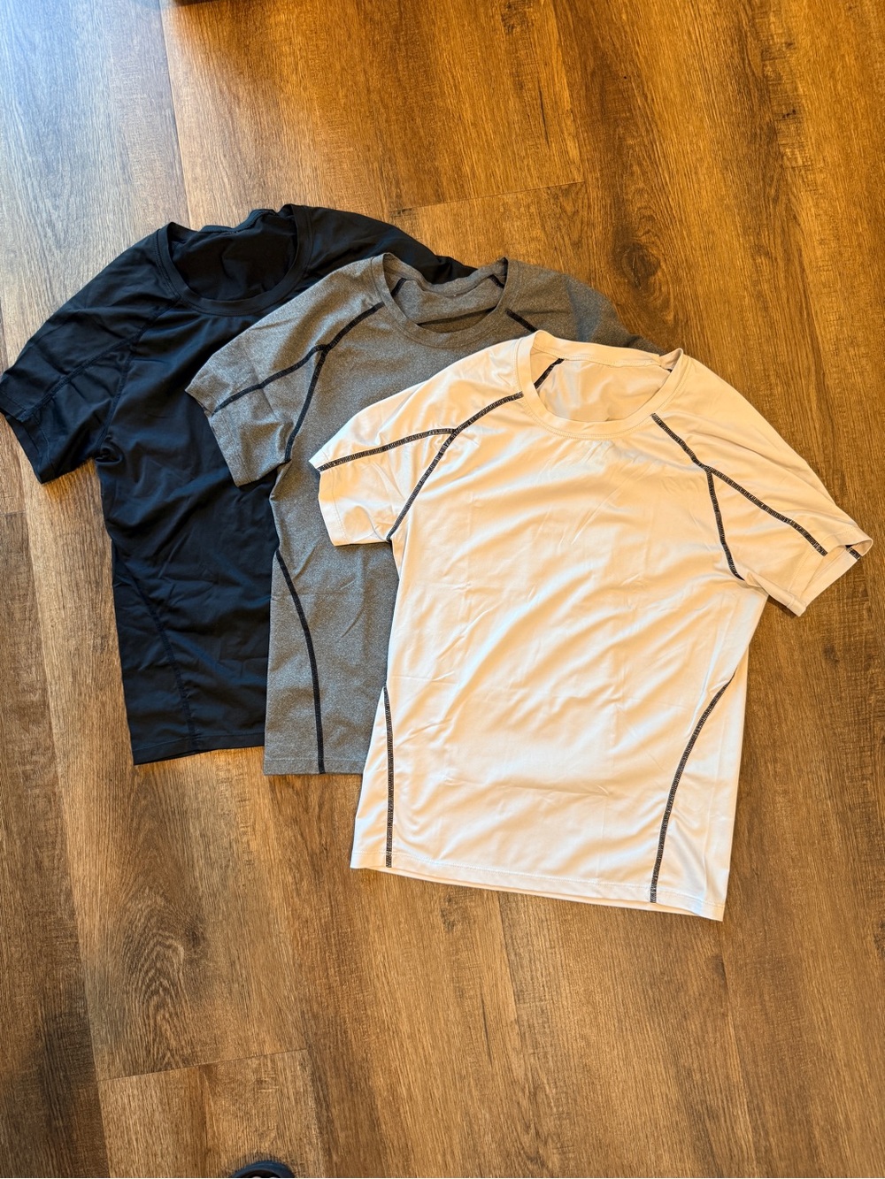 Bundle of 3 Men's Sz Small Crew Neck Compression Shirt - Black, Gray, White